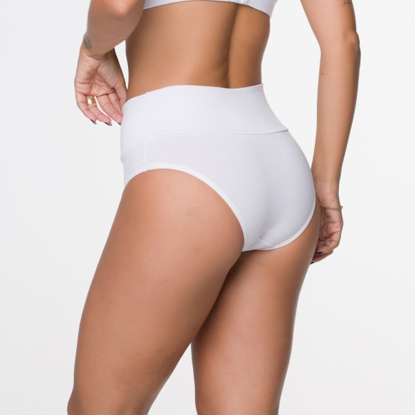 Calcinha Cos Super Largo Branco em Algodão Egípcio