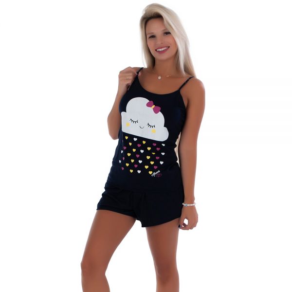 Baby Doll Algodão Silk Azul Marinho nuvem