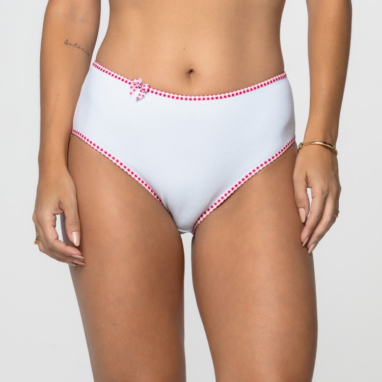 Callcinha Viés Xadrez Branco em Algodão Egípcio