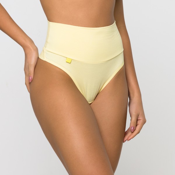 Calcinha Cos Super Largo Fio Duplo Amarelo em Algodão Egípcio