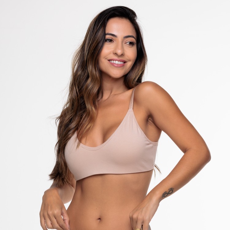 Sutiã Básico Areia em Algodão Egípcio sem Bojo