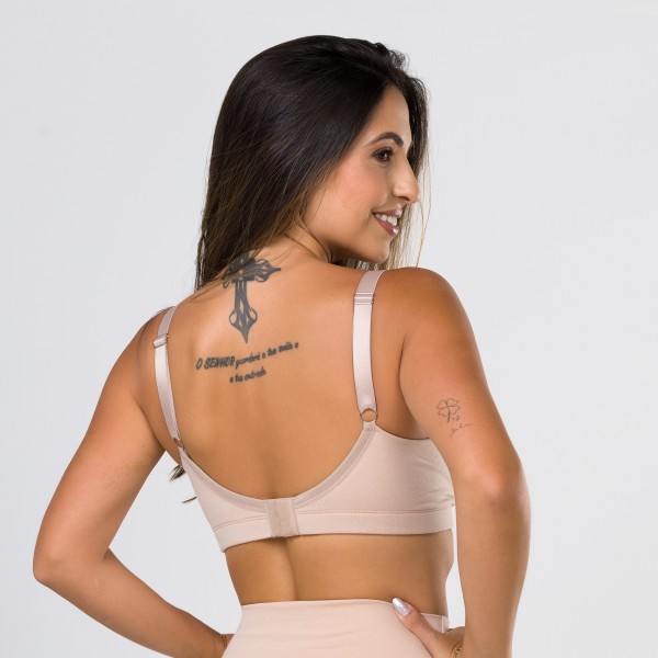 Sutiã Areia em Algodão Egípcio com Alça Reforçada e Bojo Soft com Viés