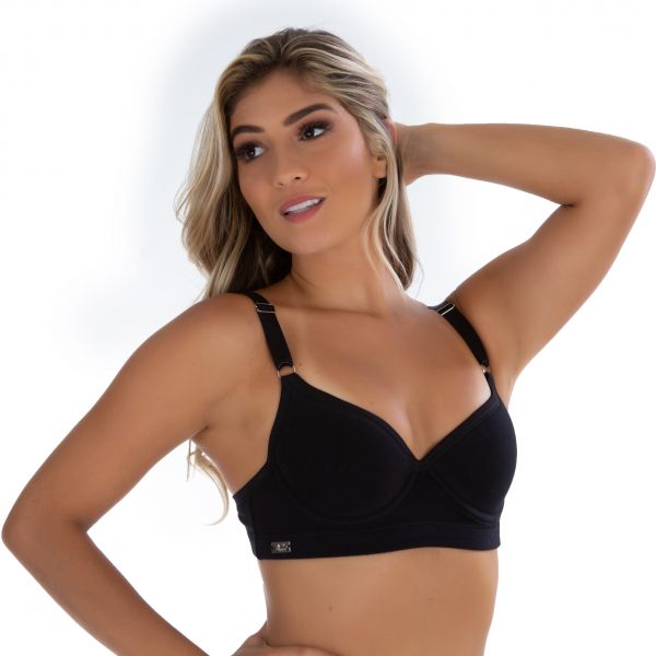 Sutiã em Algodão Egípcio e Alça Reforçada com Bojo Soft Liso