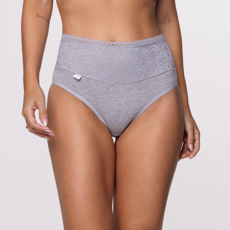 Calçola Barra Renda Cinza em Algodão Egípcio